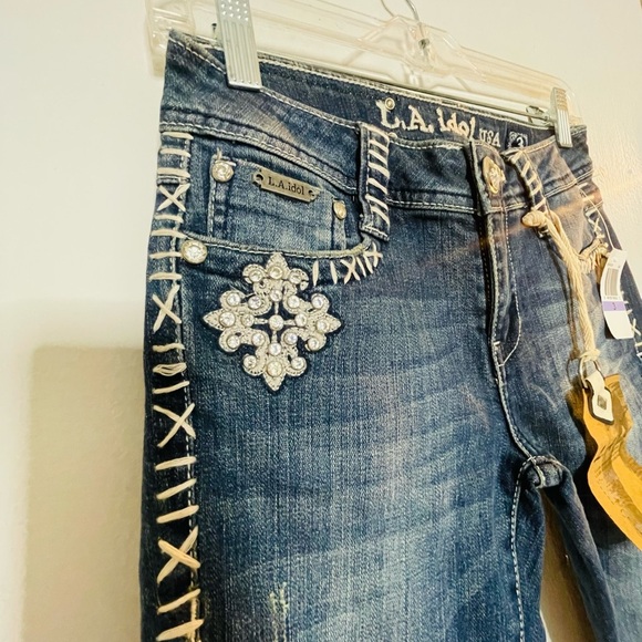 L.A. Idol Women's Skinny Jeans in Deep Blue - Picture 4 of 12